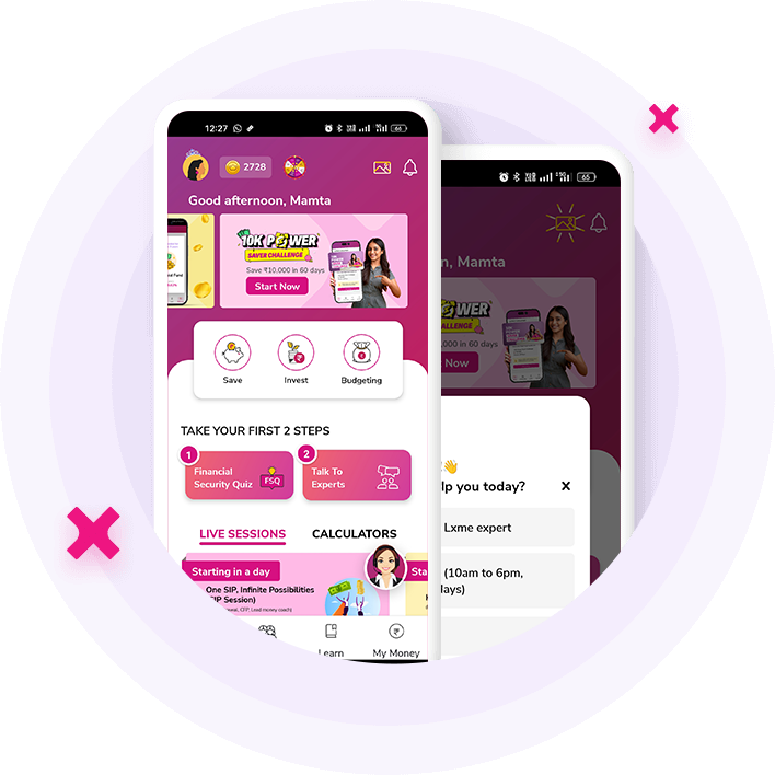 Lxme finance app home screen with saving and budgeting tools